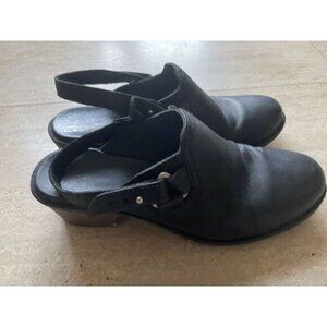 Teva 7.5 Foxy Clog Leather Slip On Shoes Black‎ 1013674 Slingback Adjustable